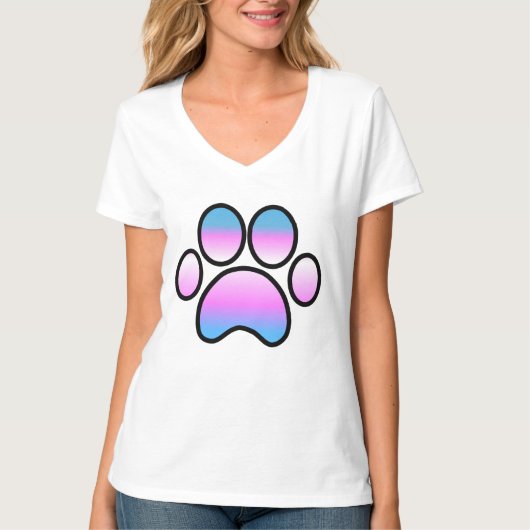 Trans Pride Paw Print T-shirt (Voorkant)