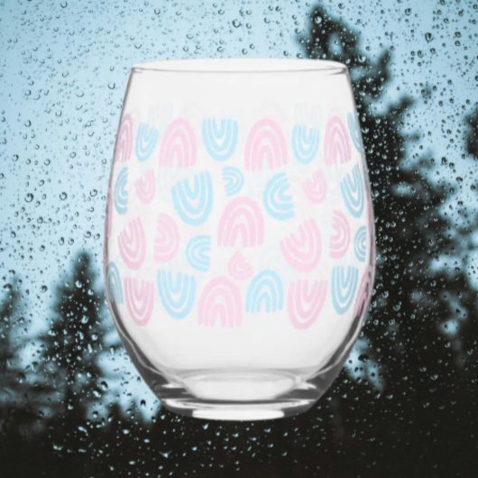 Trans Pride Rainbow Stemless wijnglas Wijnglas Zonder Voet