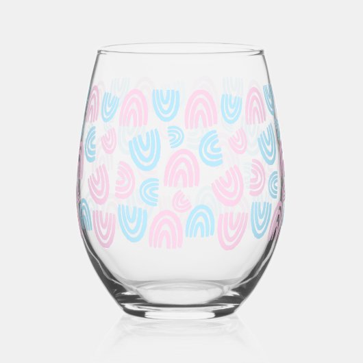Trans Pride Rainbow Stemless wijnglas Wijnglas Zonder Voet (Voorkant)