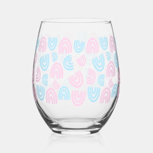Trans Pride Rainbow Stemless wijnglas Wijnglas Zonder Voet (Achterkant)