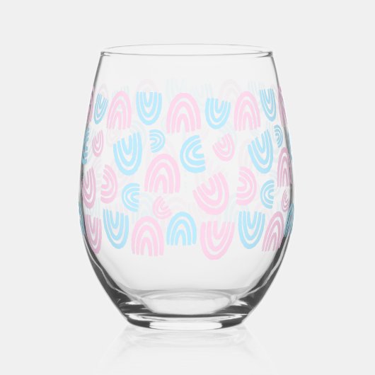 Trans Pride Rainbow Stemless wijnglas Wijnglas Zonder Voet (Links)