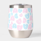 Trans Pride Regenboog Steeloze Wijn Tumbler (Voorkant)