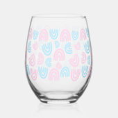Trans Pride Regenboog Steelvrije Wijn Glas (Voorkant)