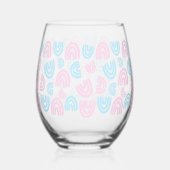 Trans Pride Regenboog Steelvrije Wijn Glas (Achterkant)
