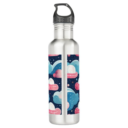 Trans Pride Schattigee Abstracte Galaxy Planets Waterfles (Achterkant)