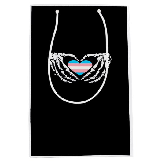 Trans Pride Skeleton Halloween Transgender Gothic  Medium Cadeauzakje (Voorkant)