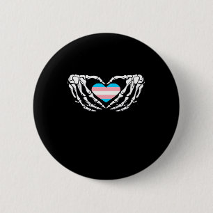 Trans Pride Skeleton Halloween Transgender Gothic Ronde Button 5,7 Cm