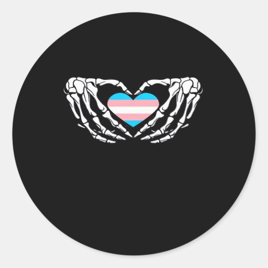 Trans Pride Skeleton Halloween Transgender Gothic Ronde Sticker (Voorkant)