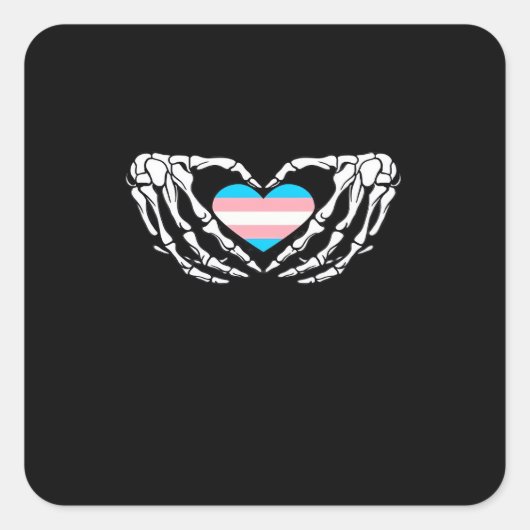 Trans Pride Skeleton Halloween Transgender Gothic Vierkante Sticker (Voorkant)