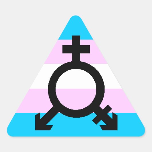 Trans Pride stickers - driehoek, met symbool (Voorkant)