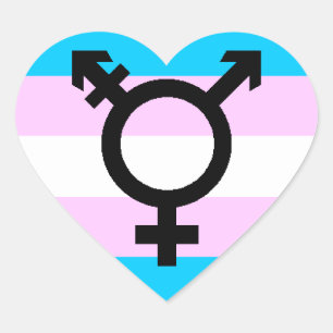 Trans Pride stickers - harten, met symbool