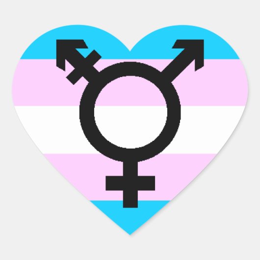 Trans Pride stickers - harten, met symbool (Voorkant)