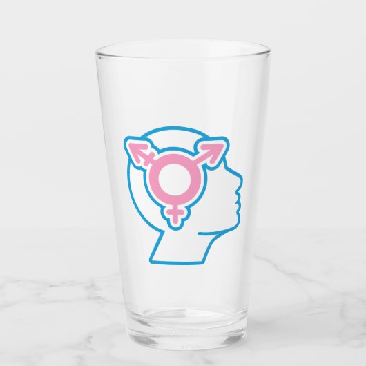 Trans Pride Symbool Pint Glas (Voorkant)