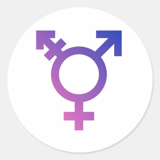 Trans Pride Symbool Ronde Sticker (Voorkant)