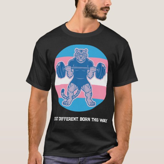 Trans Pride Tijger Gewichtheffer Gymshirt — Zo Geb T-shirt (Voorkant)
