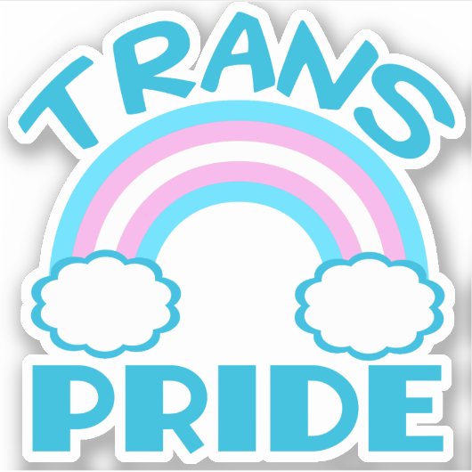 Trans Pride Transgender Flag Regenboog Sticker (Voorkant)