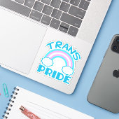 Trans Pride Transgender Flag Regenboog Sticker (Laptop met iPhone)