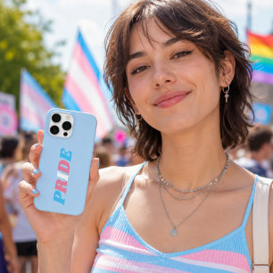Trans Pride Transgender Vlag Kleuren Typografie iPhone 16 Pro Max Hoesje