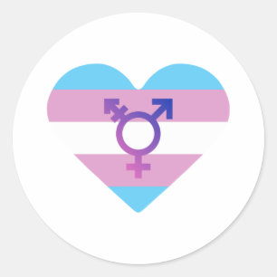Trans Pride Vlag Hart Ronde Sticker