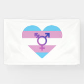 Trans Pride-vlag Hart Spandoek (Horizontaal)