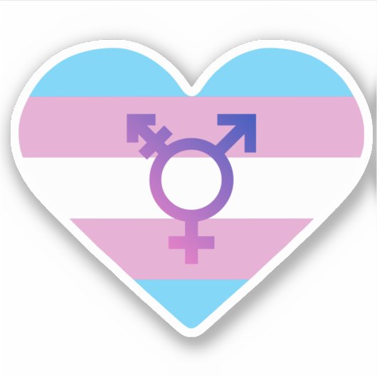 Trans Pride Vlag Hart Sticker (Voorkant)