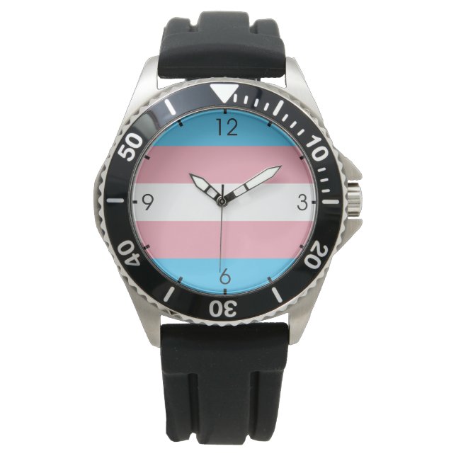 Trans Pride-vlag Horloge (Voorkant)