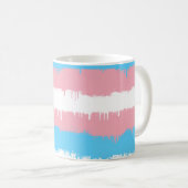 Trans pride vlag lopende verf koffiemok (Voorkant rechts)