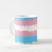 Trans pride vlag lopende verf koffiemok (Voorkant links)