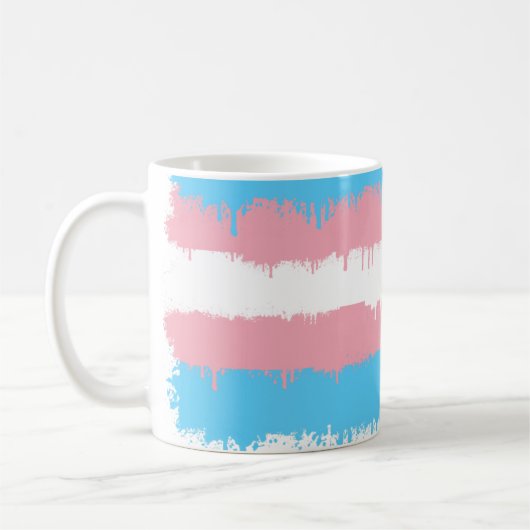 Trans pride vlag lopende verf koffiemok (Links)