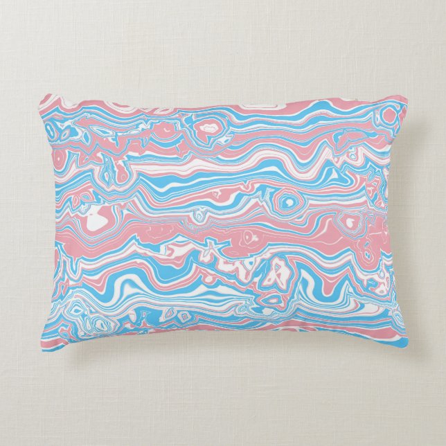 Trans Pride Vlag Trippy Boho Groovy Golvende Strep Accent Kussen (Voorkant)