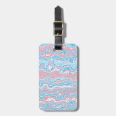 Trans Pride Vlag Trippy Boho Groovy Golvende Strep Bagagelabel (Voorkant verticaal)