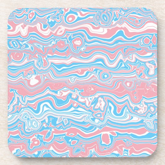 Trans Pride Vlag Trippy Boho Groovy Golvende Strep Bier Onderzetter (Voorkant)