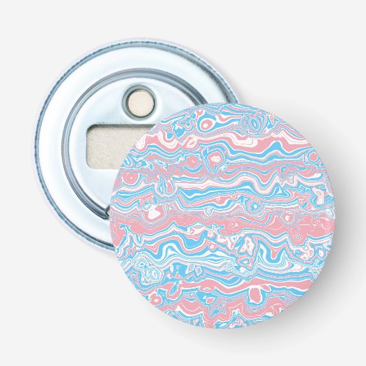 Trans Pride Vlag Trippy Boho Groovy Golvende Strep Button Flesopener (Voorkant)
