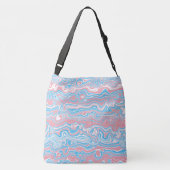 Trans Pride Vlag Trippy Boho Groovy Golvende Strep Crossbody Tas (Achterkant)