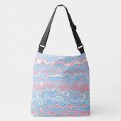 Trans Pride Vlag Trippy Boho Groovy Golvende Strep Crossbody Tas (Voorkant)