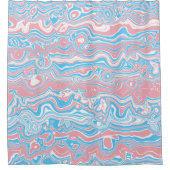 Trans Pride Vlag Trippy Boho Groovy Golvende Strep Douchegordijn (Voorkant)