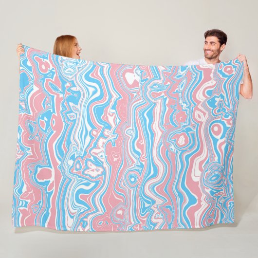 Trans Pride Vlag Trippy Boho Groovy Golvende Strep Fleece Deken (In situ)