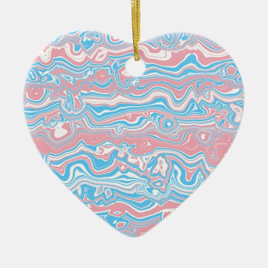 Trans Pride Vlag Trippy Boho Groovy Golvende Strep Keramisch Ornament (Voorkant)