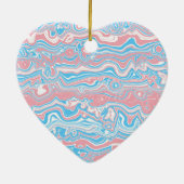 Trans Pride Vlag Trippy Boho Groovy Golvende Strep Keramisch Ornament (Achterkant)