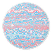 Trans Pride Vlag Trippy Boho Groovy Golvende Strep Keramische Knop (Voorkant)