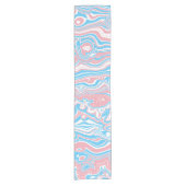 Trans Pride Vlag Trippy Boho Groovy Golvende Strep Korte Tafelloper (Voorkant)