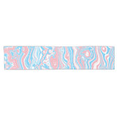 Trans Pride Vlag Trippy Boho Groovy Golvende Strep Korte Tafelloper (Horizontaal)