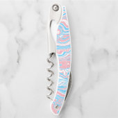 Trans Pride Vlag Trippy Boho Groovy Golvende Strep Kurkentrekker (Voorkant)