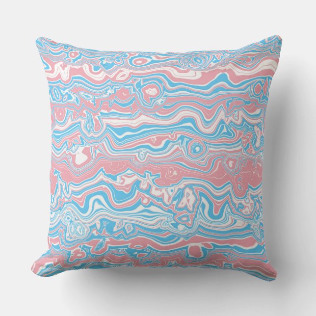 Trans Pride Vlag Trippy Boho Groovy Golvende Strep Kussen (Voorkant)