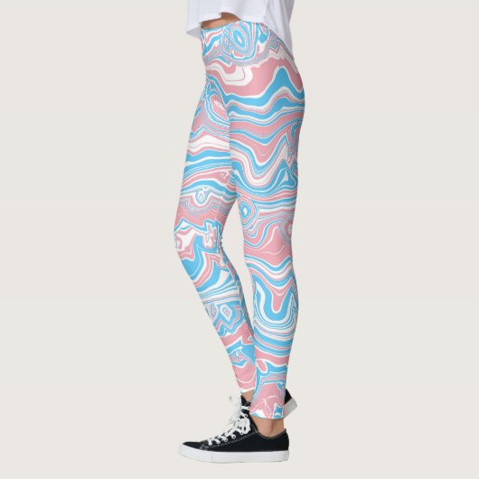 Trans Pride-vlag Trippy Boho Groovy Golvende Strep Leggings (Links)