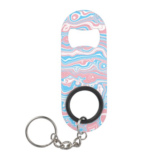 Trans Pride Vlag Trippy Boho Groovy Golvende Strep Mini Flessenopener (Voorkant)