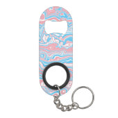 Trans Pride Vlag Trippy Boho Groovy Golvende Strep Mini Flessenopener (Achterkant)
