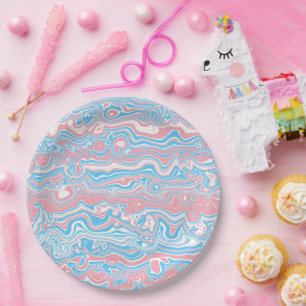 Trans Pride Vlag Trippy Boho Groovy Golvende Strep Papieren Bordje