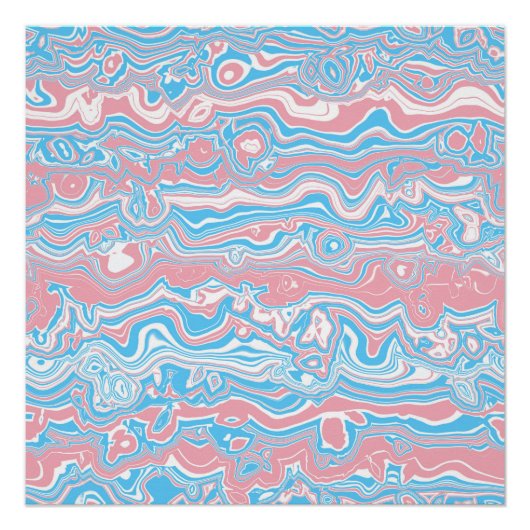Trans Pride Vlag Trippy Boho Groovy Golvende Strep Perfect Poster (Voorkant)