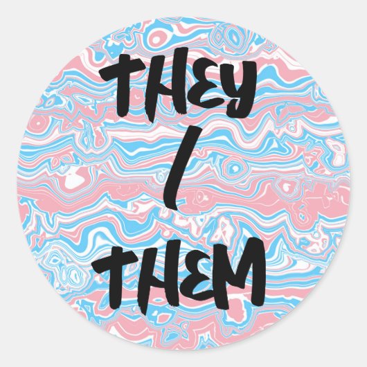 Trans Pride-vlag Trippy Boho Groovy Golvende Strep Ronde Sticker (Voorkant)